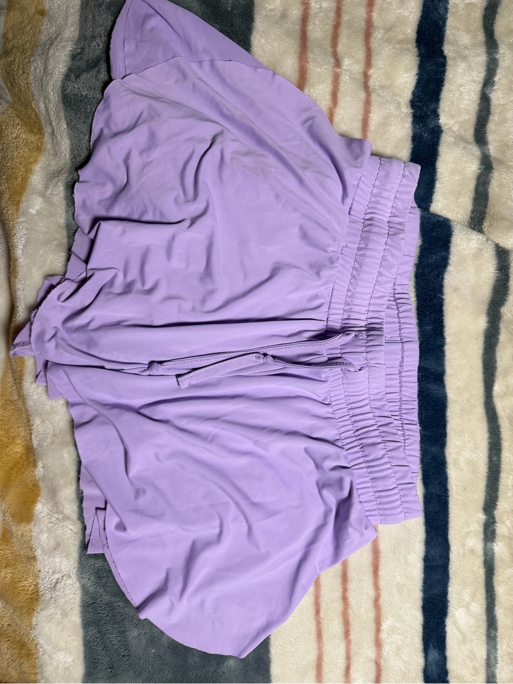 btween Lavender Ruched Waist Athletic Shorts